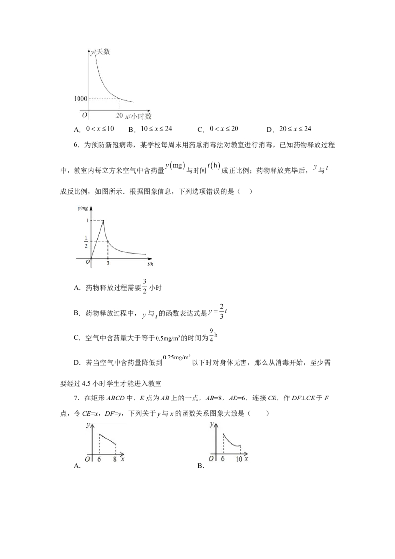 专题6.11反比例函数的应用（专项练习）-2022-2023学年九年级数学上册基础知识专项讲练（北师大版）_北师大初中数学_9上-北师大版初中数学_06专项讲练