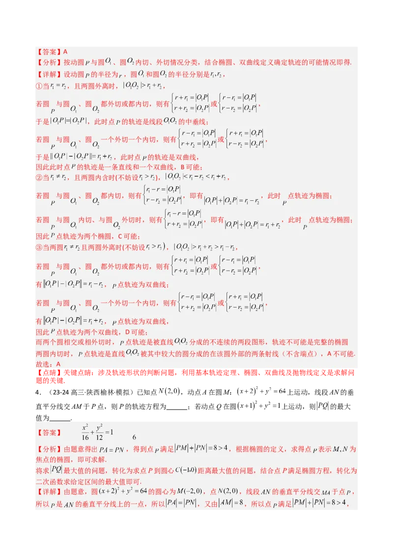 专题22圆锥曲线轨迹全归纳（解析版）_02高考数学_2025年新高考资料_一轮复习_上好课2025年高考数学一轮复习知识清单3246850_题型必备&middot;冲高分