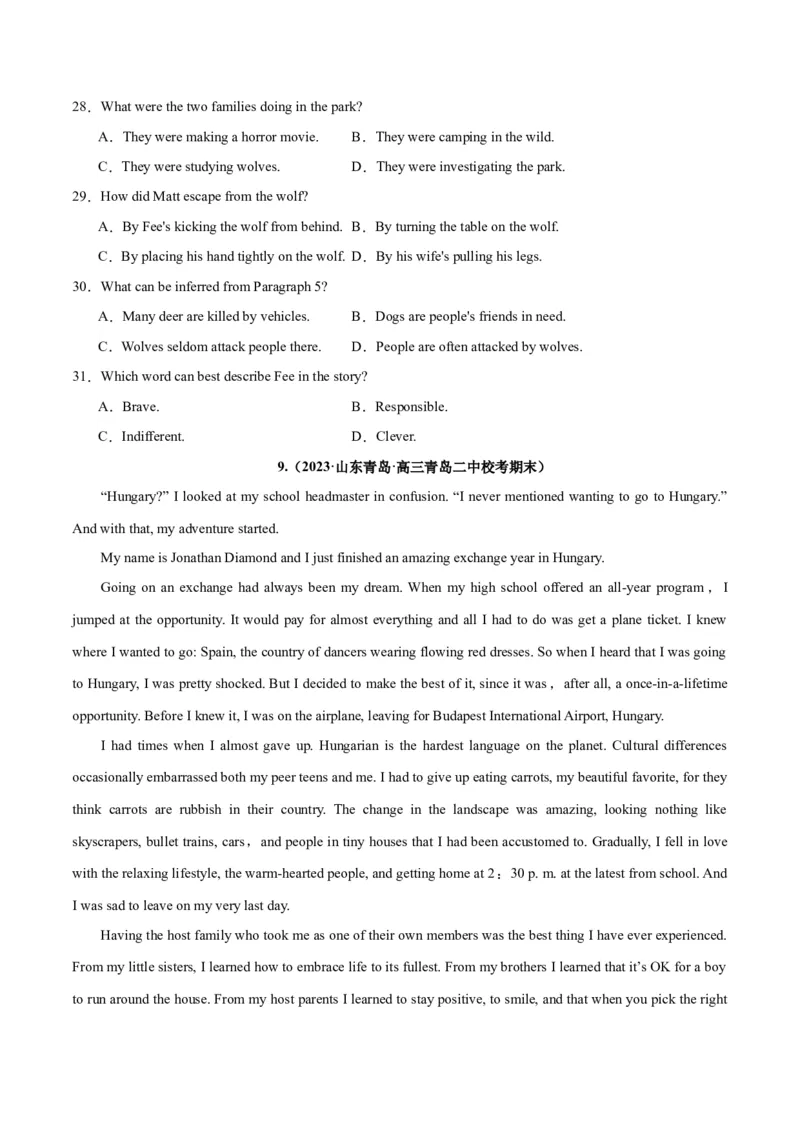 专题23阅读理解之细节理解题-2024年新高考英语一轮复习练小题刷大题提能力（原卷版）_03高考英语_新高考复习资料_2024年新高考资料_一轮复习资料_第二部分刷大题