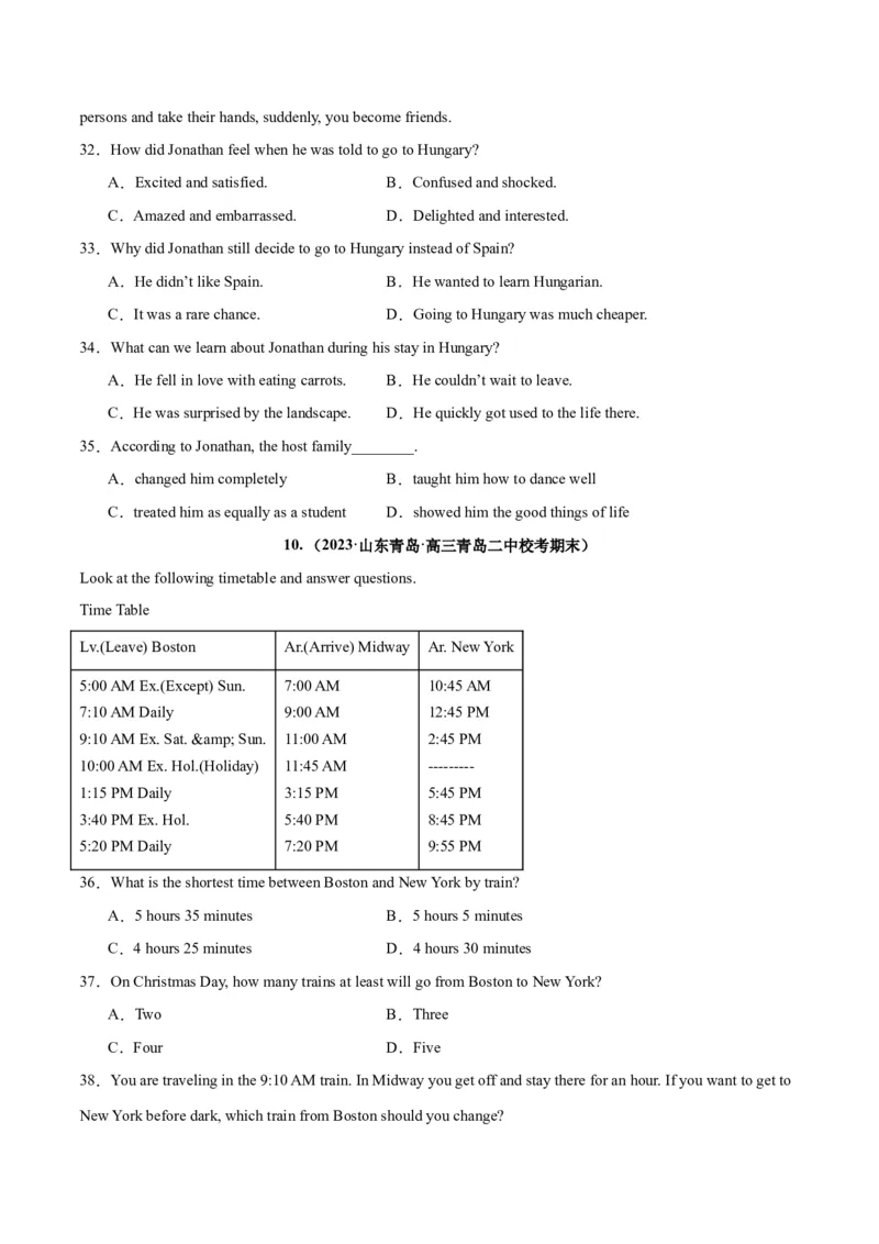 专题23阅读理解之细节理解题-2024年新高考英语一轮复习练小题刷大题提能力（原卷版）_03高考英语_新高考复习资料_2024年新高考资料_一轮复习资料_第二部分刷大题
