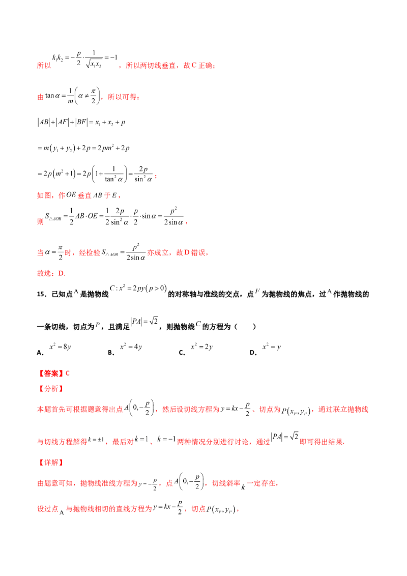 专题25圆锥曲线压轴小题必刷100题(解析版)_02高考数学_新高考复习资料_2022年新高考资料_千题百练2022高考数学