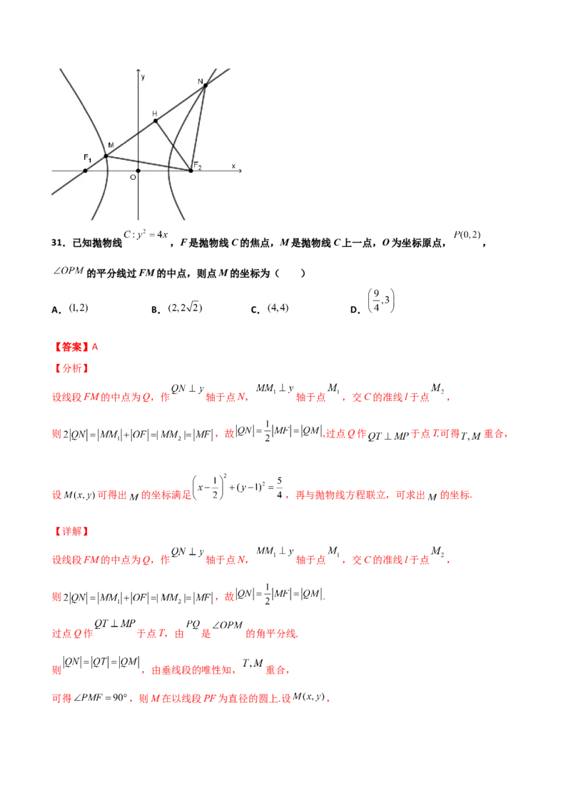 专题25圆锥曲线压轴小题必刷100题(解析版)_02高考数学_新高考复习资料_2022年新高考资料_千题百练2022高考数学
