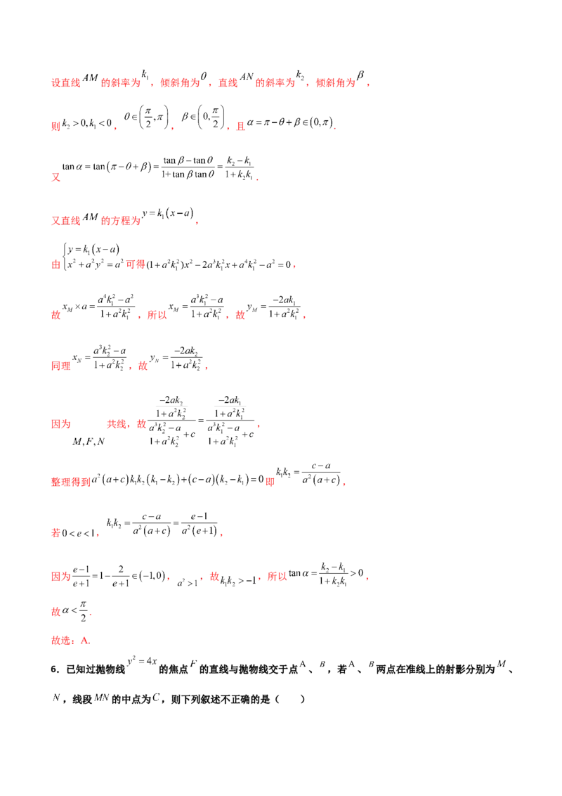 专题25圆锥曲线压轴小题必刷100题(解析版)_02高考数学_新高考复习资料_2022年新高考资料_千题百练2022高考数学
