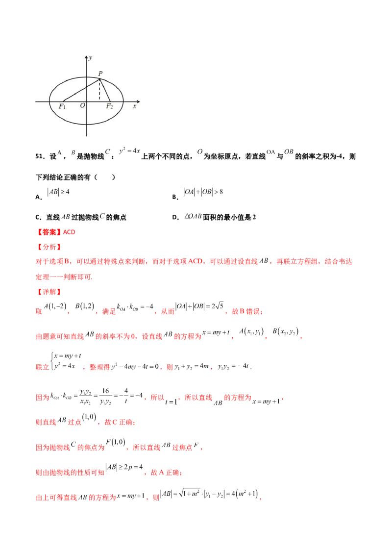 专题25圆锥曲线压轴小题必刷100题(解析版)_02高考数学_新高考复习资料_2022年新高考资料_千题百练2022高考数学