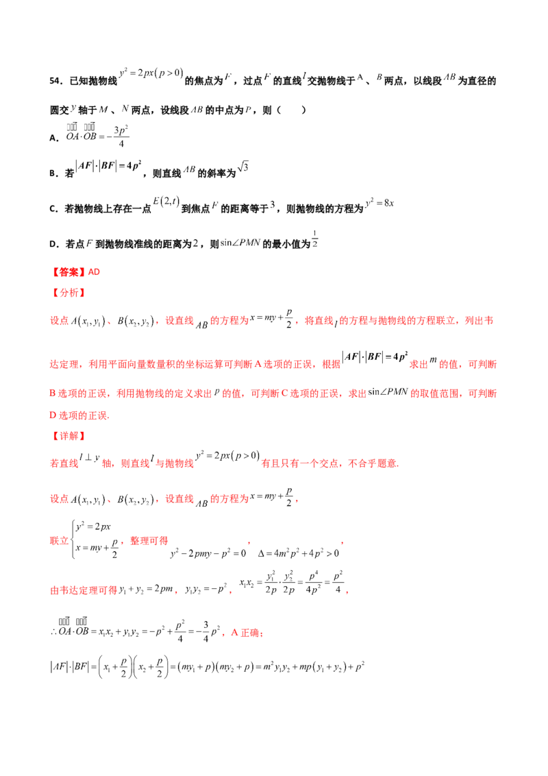 专题25圆锥曲线压轴小题必刷100题(解析版)_02高考数学_新高考复习资料_2022年新高考资料_千题百练2022高考数学