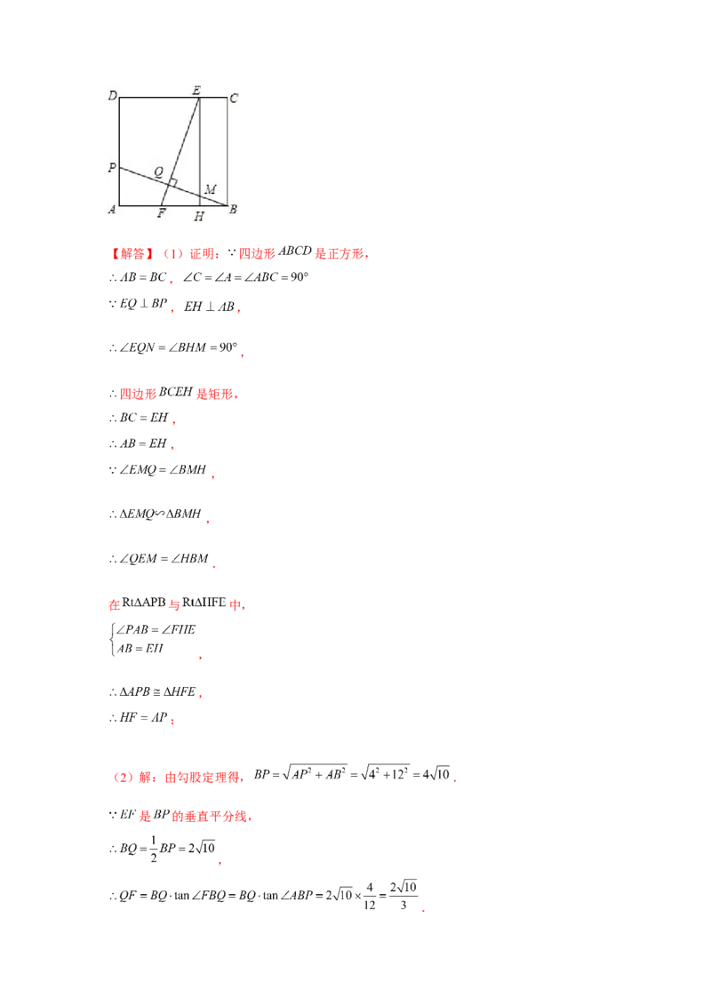 专题1.7正方形十字模型（强化）（解析版）_北师大初中数学_9上-北师大版初中数学_06专项讲练