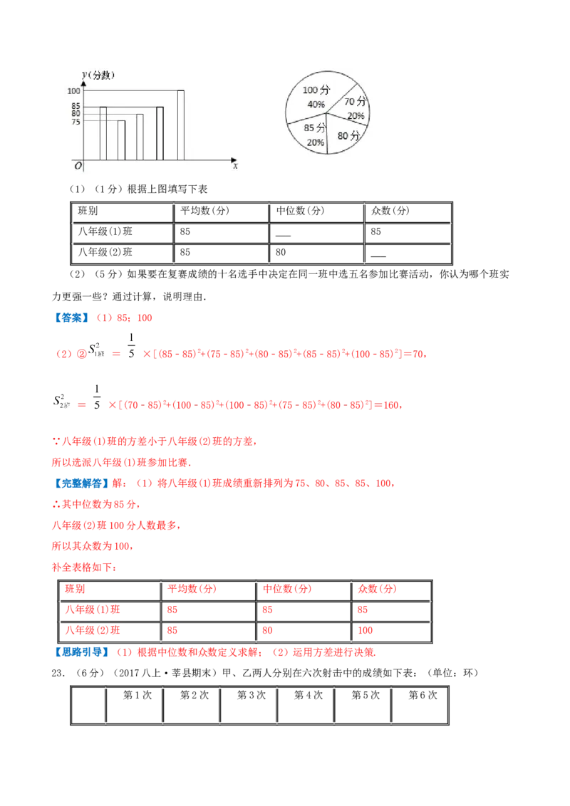 专题16数据的离散程度（解析版）_北师大初中数学_8上-北师大版初中数学_旧版_06专项讲练_挑战压轴题2022-2023学年八年级数学上册压轴题专题精选汇编（北师大版）