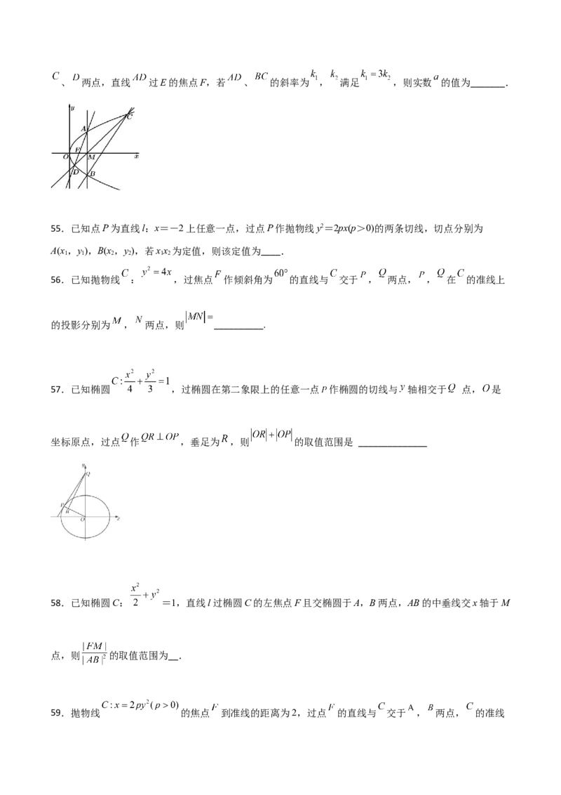 专题26圆锥曲线巧设直线必刷100题(原卷版)_02高考数学_新高考复习资料_2022年新高考资料_千题百练2022高考数学