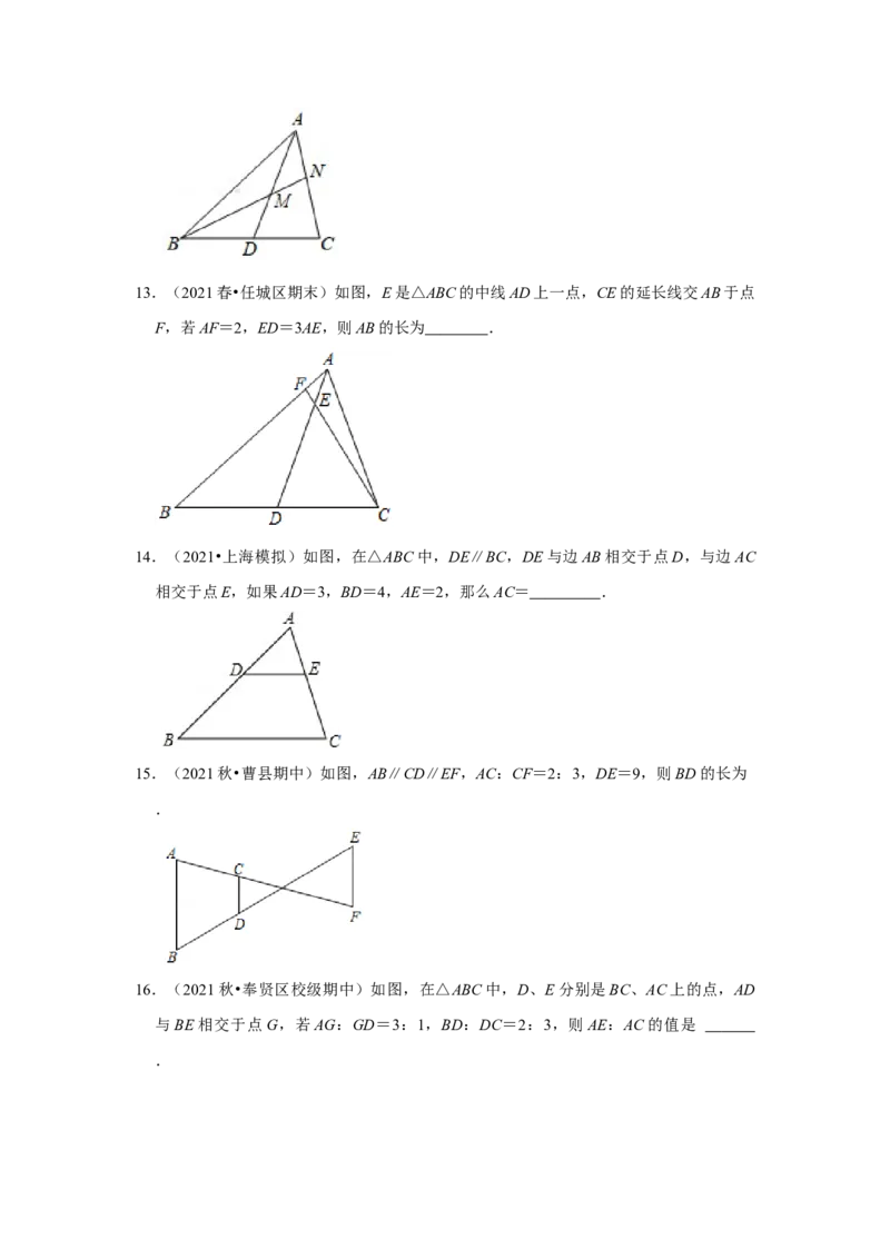 专题4.2.1平行线分线段成比例（能力提升）（原卷版）_北师大初中数学_9上-北师大版初中数学_06专项讲练_2022-2023学年九年级数学上册《同步考点解读&bull;专题训练》（北师大版）