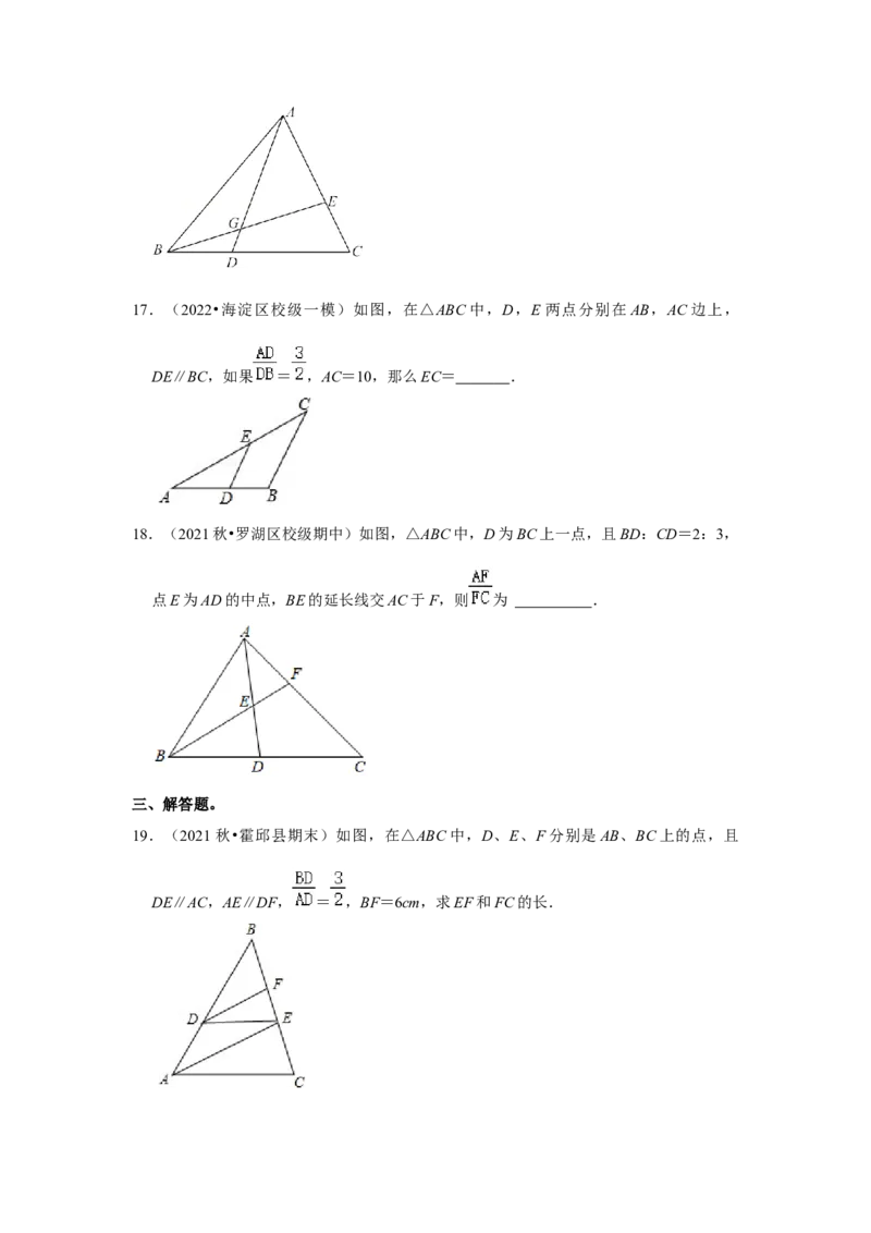 专题4.2.1平行线分线段成比例（能力提升）（原卷版）_北师大初中数学_9上-北师大版初中数学_06专项讲练_2022-2023学年九年级数学上册《同步考点解读&bull;专题训练》（北师大版）