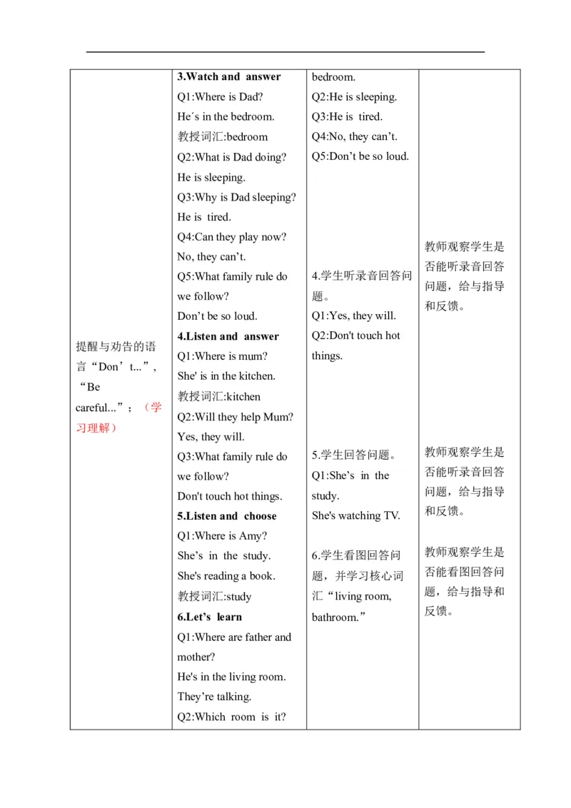 Unit2Familyrules单元整体教学设计表格式（5课时）_4下-新英语人教PEP版（2026持续更新）_04教案（多套齐全）_单元整体教学设计表格式（5课时）