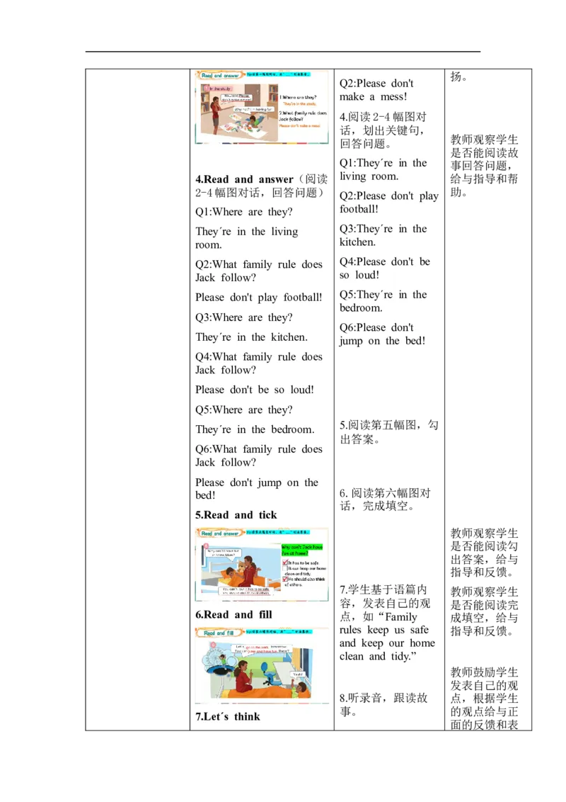 Unit2Familyrules单元整体教学设计表格式（5课时）_4下-新英语人教PEP版（2026持续更新）_04教案（多套齐全）_单元整体教学设计表格式（5课时）