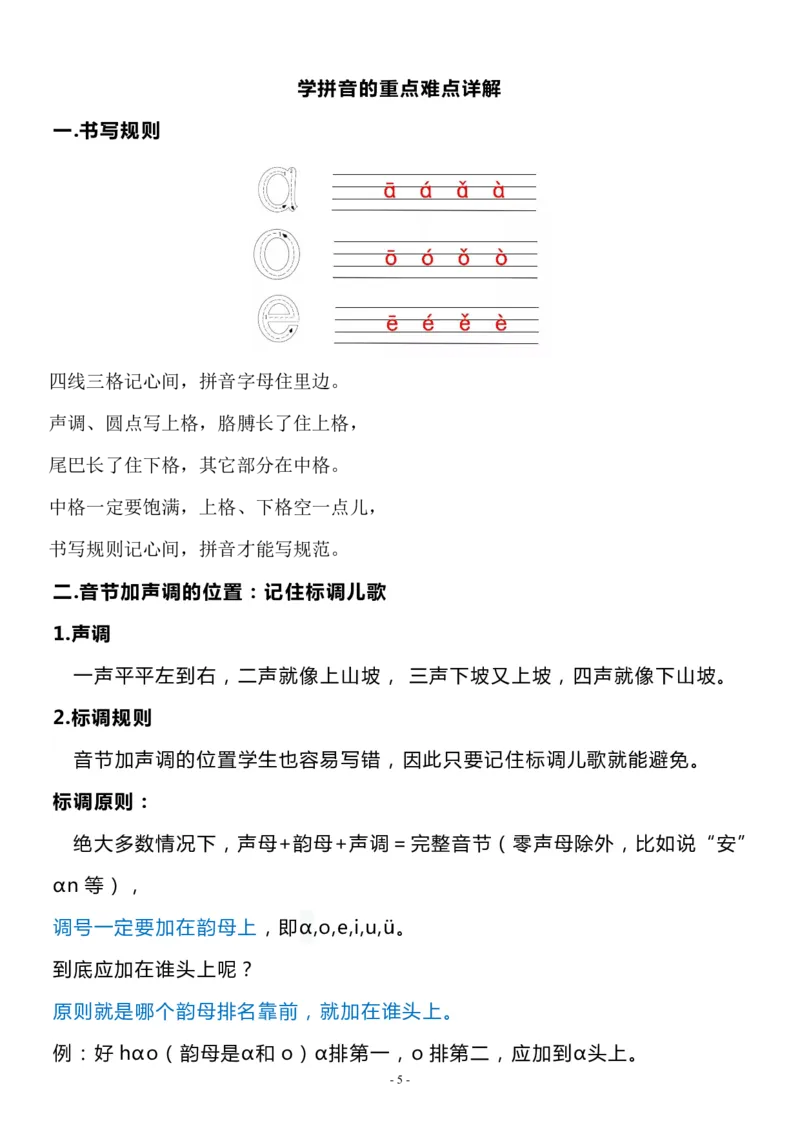 01一年级语文（上）汉语拼音重难点知识梳理(1)_小学1-6年级常用的上册资源汇总_一年级上册资料