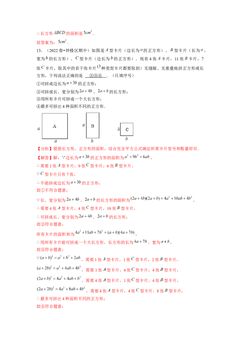 专题训练乘法公式的几何背景（解析版）_北师大初中数学_7下-北师大版初中数学_7下-初中数学北师大版（旧版）赠送_06专项讲练