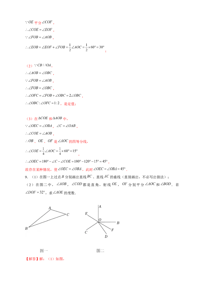 专题21双角平分线（解析版）_北师大初中数学_7上-北师大版初中数学_7上-初中数学北师大（旧版）赠送_06专项讲练