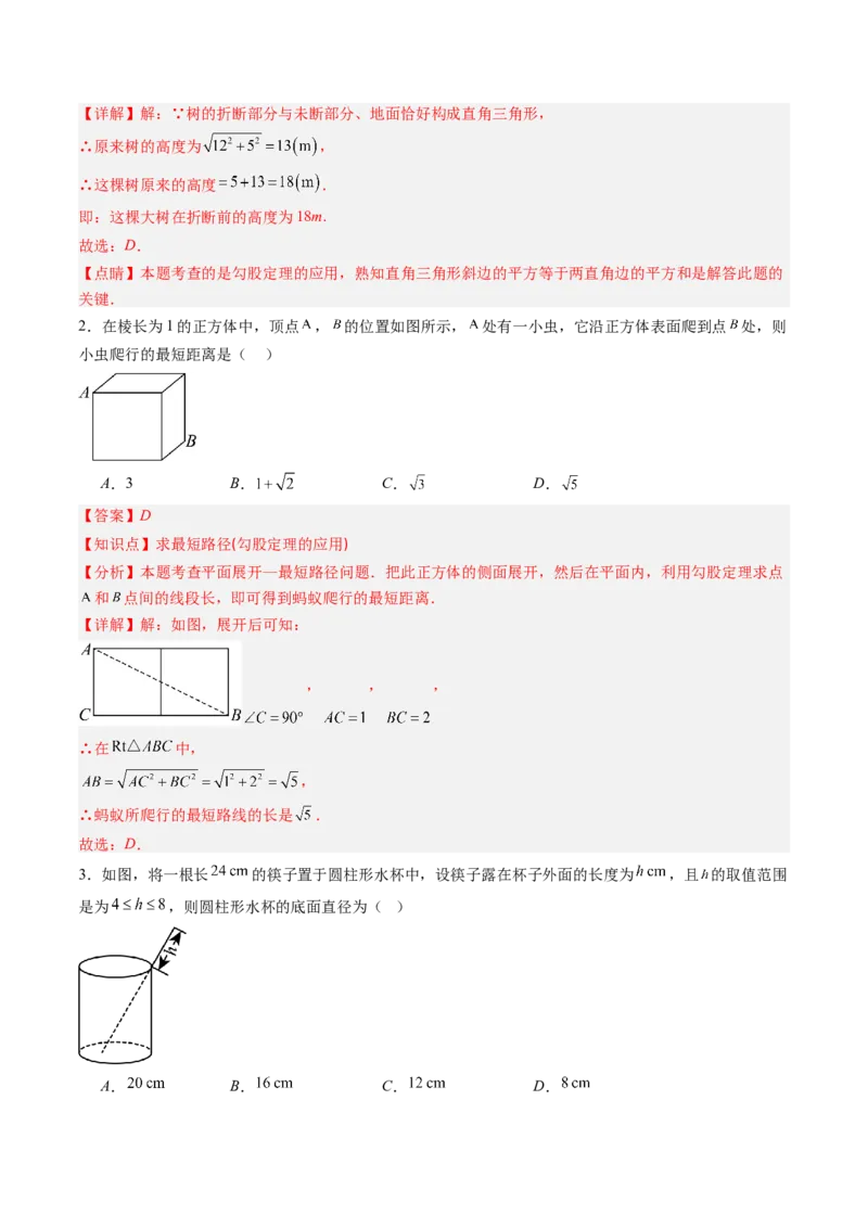 专题1.3勾股定理的应用（高效培优讲义）（教师版）_北师大初中数学_8上-北师大版初中数学_初中数学北师大8上-2025秋季新版_第二套推荐25_08专项讲练