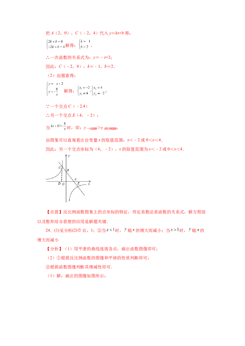 专题6.6反比例函数的图象和性质（巩固篇）（专项练习）-2022-2023学年九年级数学上册基础知识专项讲练（北师大版）_北师大初中数学_9上-北师大版初中数学_06专项讲练
