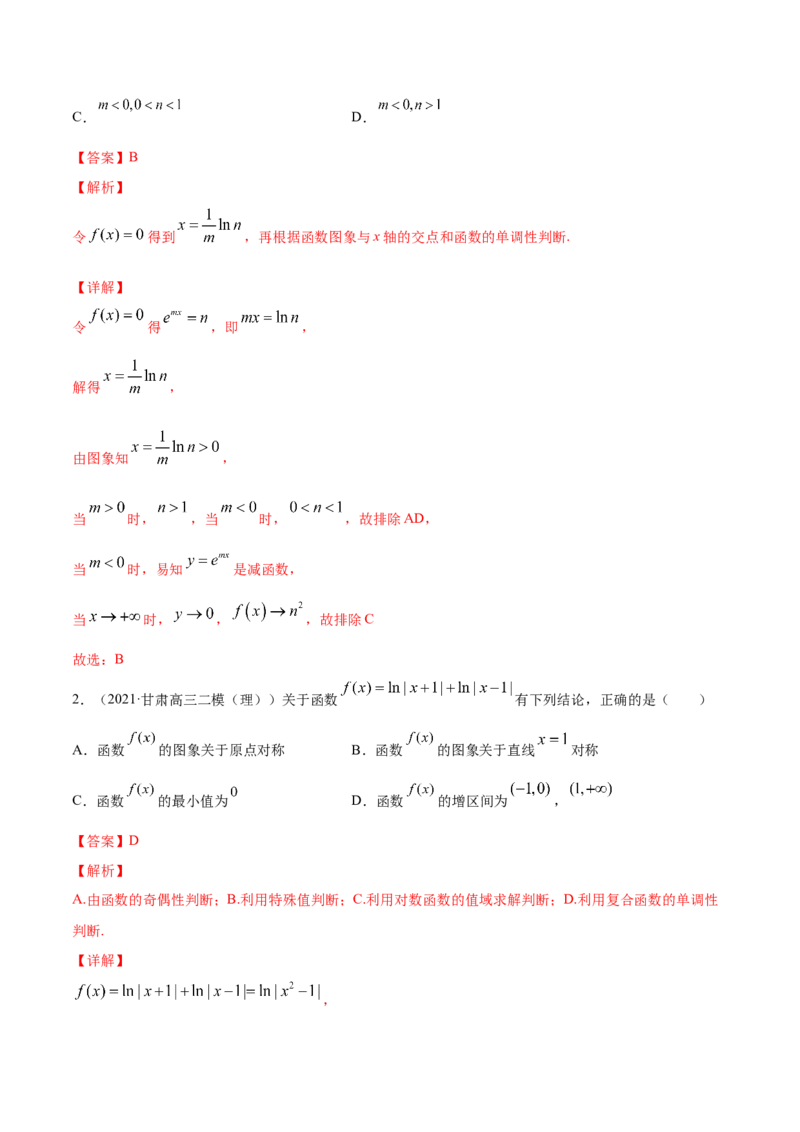 专题3.7函数的图象2022年高考数学一轮复习讲练测（新教材新高考）（练）解析版_02高考数学_新高考复习资料_2022年新高考资料_2022年高考数学一轮复习讲练测（新教材新高考）8.21更新