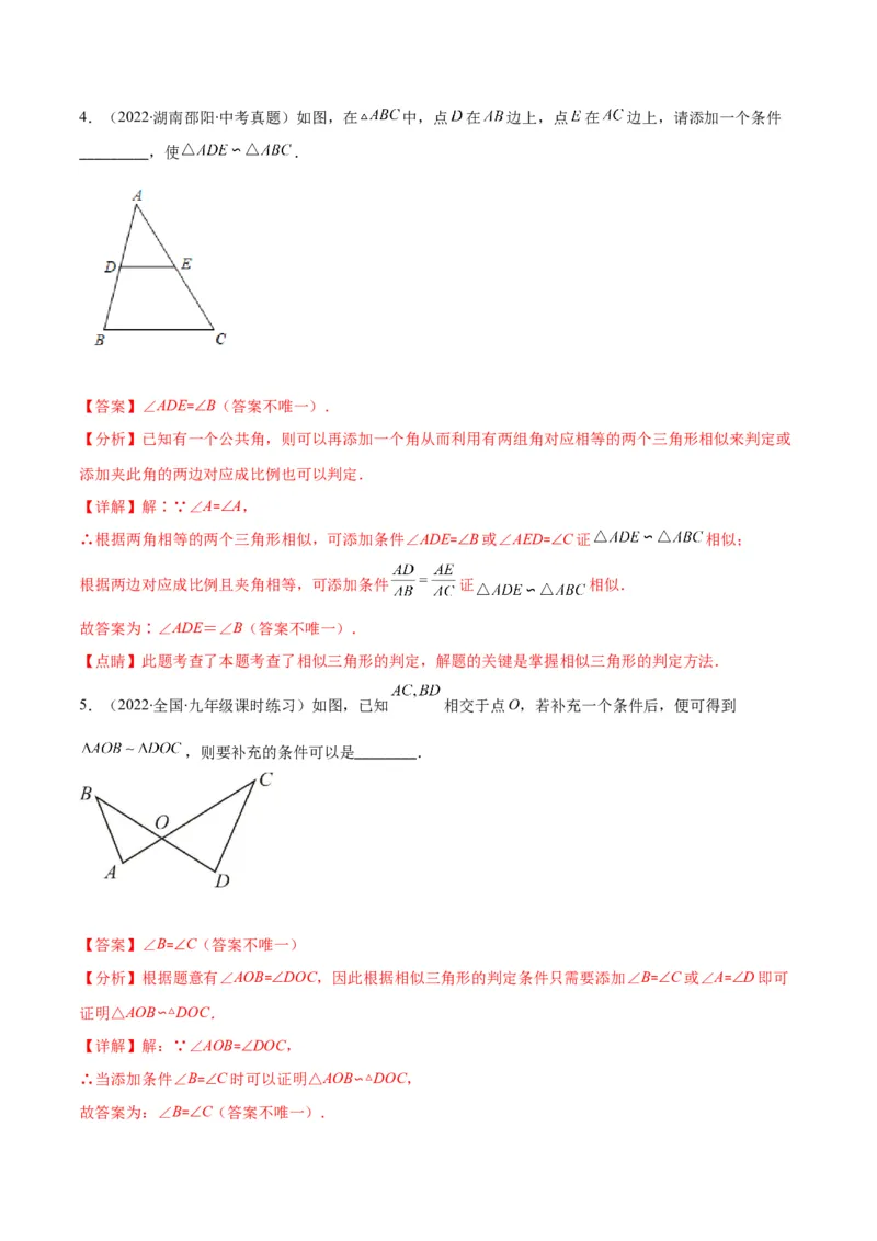 专题11相似三角形的判定方法(解析版)_北师大初中数学_9上-北师大版初中数学_06专项讲练_学霸满分2022-2023学年九年级数学上册重难点专题提优训练（北师大版）