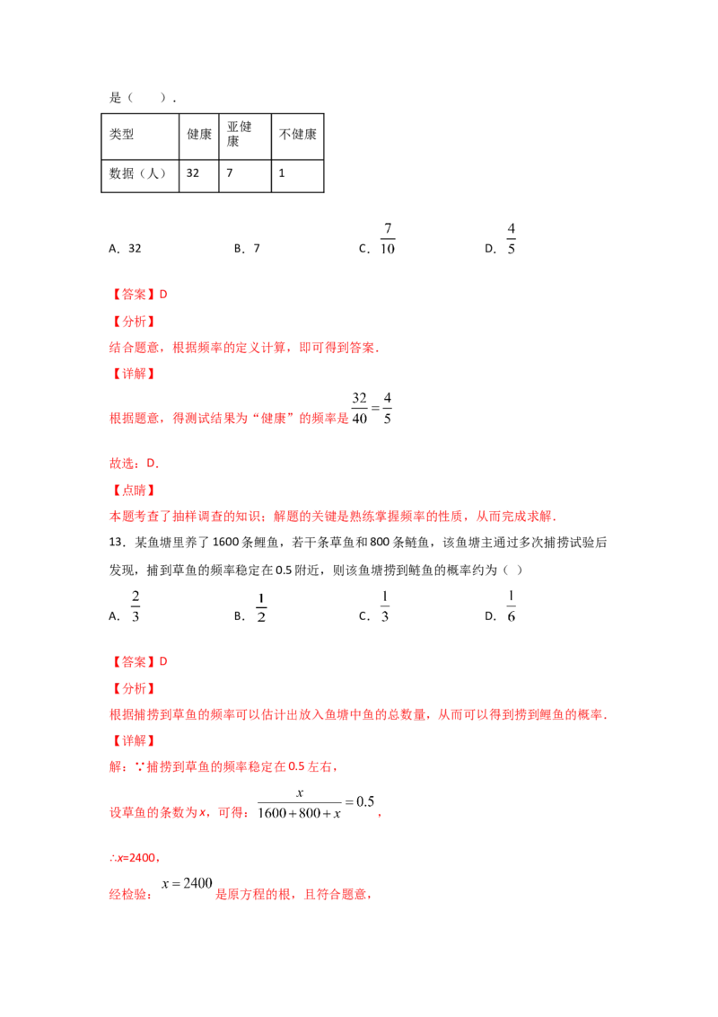 专题20用频率估计概率(基础题型)(解析版)_北师大初中数学_9上-北师大版初中数学_06专项讲练_满分攻略2022-2023学年九年级数学上册《基础题型+重难题型》高分突破系列（北师大版）