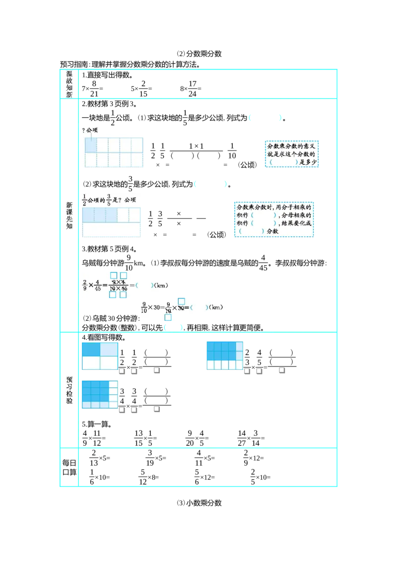 1分数乘法_小学1-6年级常用的上册资源汇总_六年级上册资料(1)_七彩课堂人教版数学六年级上册教学资源包_第一单元分数乘法_单元资料汇总_学案教案_学案