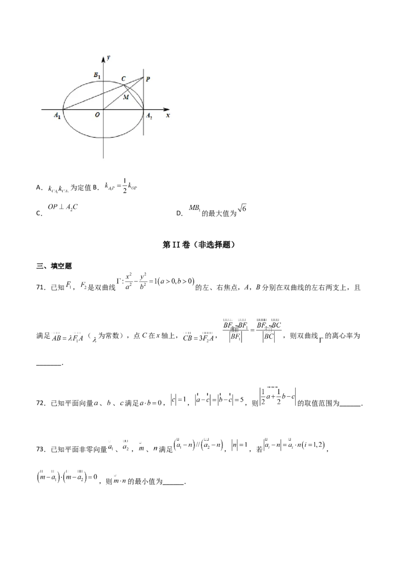 专题25圆锥曲线压轴小题必刷100题(原卷版)_02高考数学_新高考复习资料_2022年新高考资料_千题百练2022高考数学