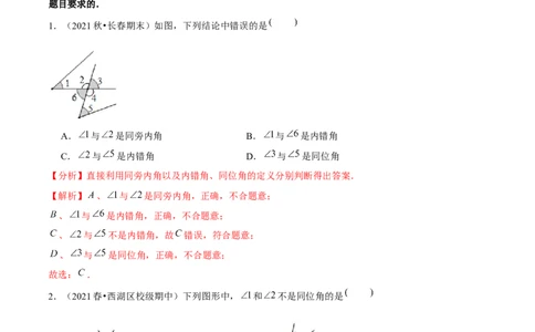专题2.3探索直线平行的条件（1）三线八角-七年级数学下册尖子生同步培优题典（解析版）北师大版_北师大初中数学_7下-北师大版初中数学_7下-初中数学北师大版（旧版）赠送