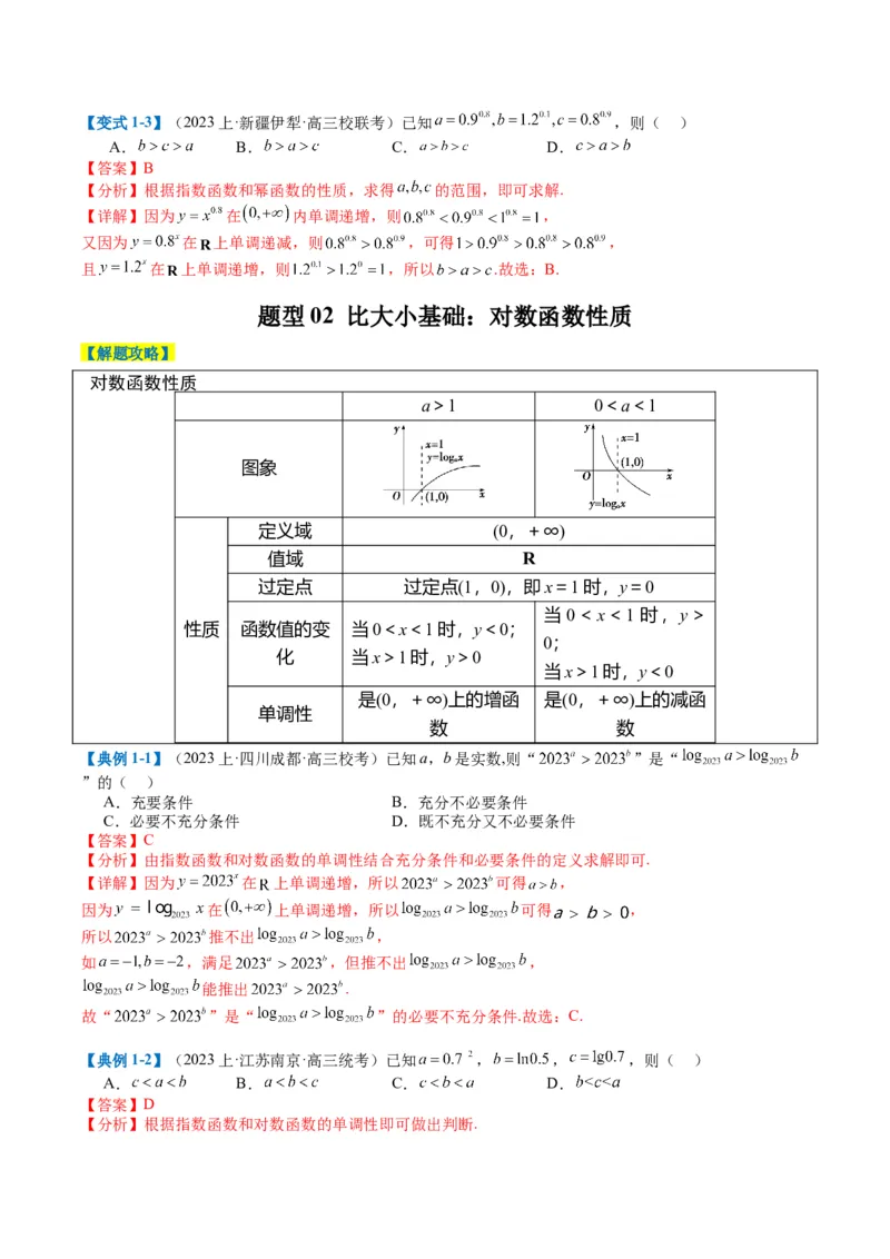 专题2-2幂指对三角函数比大小归类（解析版）_02高考数学_2024年新高考资料_2.2024二轮复习_2024年高考数学二轮热点题型归纳与变式演练（新高考通用）