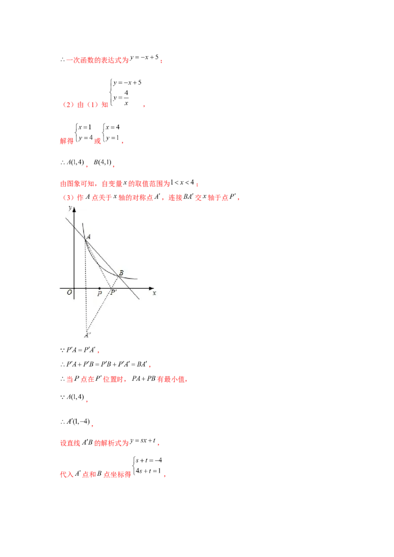 专题6.2反比例函数中的最值问题（强化）（解析版）_北师大初中数学_9上-北师大版初中数学_06专项讲练