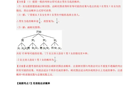 专题3.1用树状图或表格求概率+专题3.2用频率估计概率（解析版）_北师大初中数学_9上-北师大版初中数学_06专项讲练