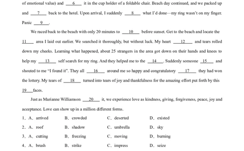 专题20(解析版)完形填空题讲解与练习-2023年高考英语一轮复习小题多维练（通用版）_03高考英语_通用版（老高考）复习资料_2023年复习资料_一轮复习