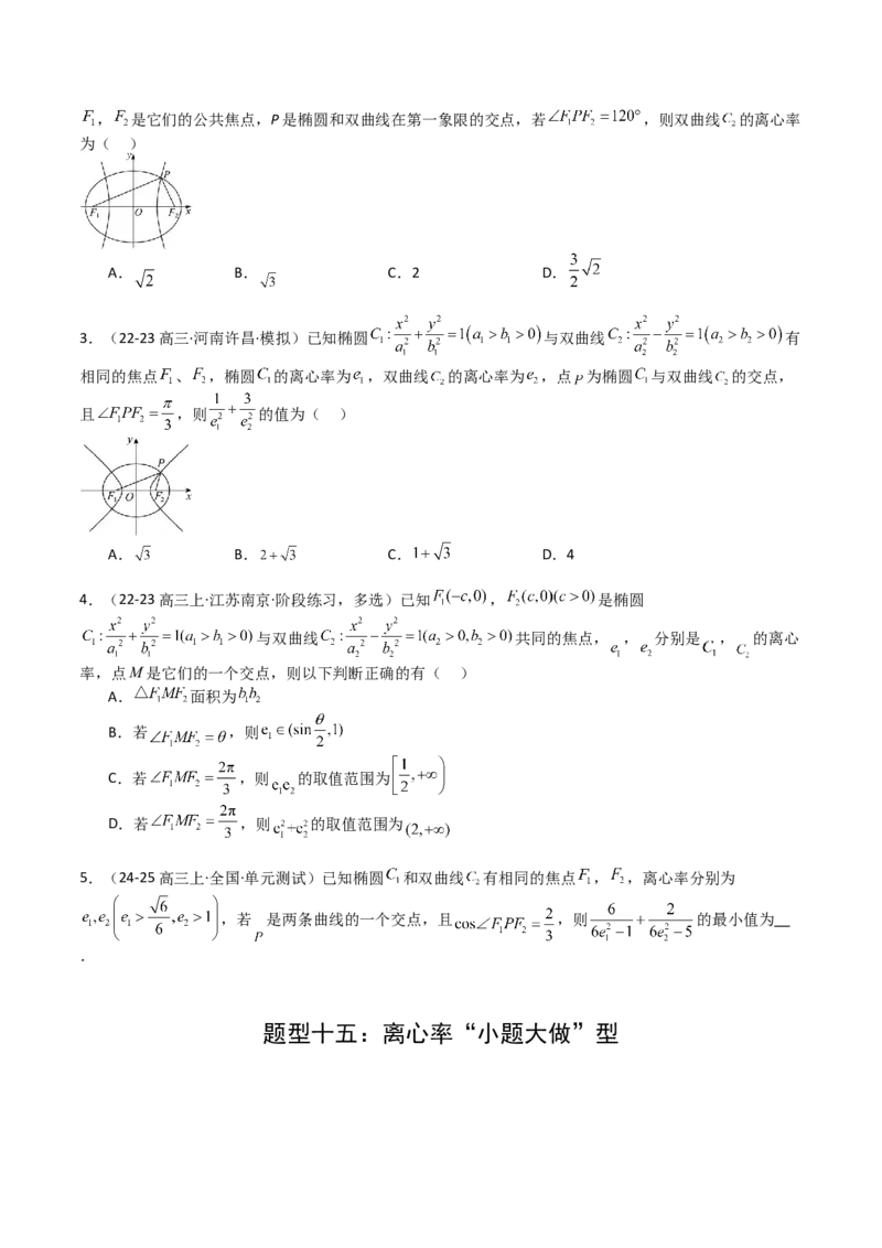 专题23圆锥曲线离心率归类（原卷版）_02高考数学_2025年新高考资料_一轮复习_上好课2025年高考数学一轮复习知识清单3246850_题型必备&middot;冲高分