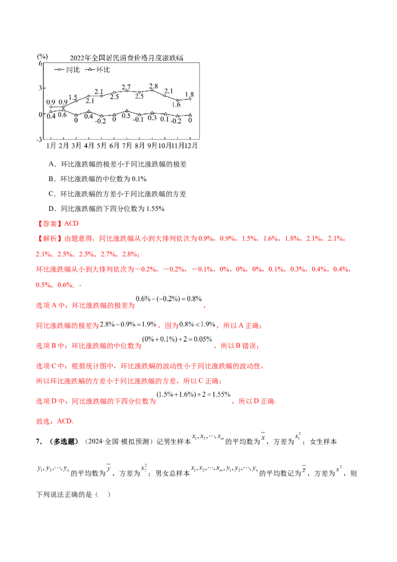 专题20概率与统计常考小题归类（15大题型）（练习）（解析版）_02高考数学_2024年新高考资料_2.2024二轮复习_2024年高考数学二轮复习讲练（新教材新高考）