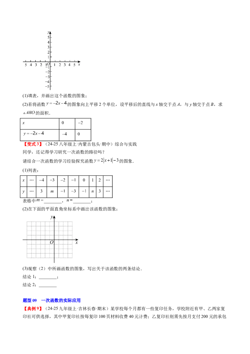 专题4.5第四章复习一次函数（4大考点+10大题型+强化训练）（高效培优讲义）（学生版）_北师大初中数学_8上-北师大版初中数学_初中数学北师大8上-2025秋季新版_第二套推荐25