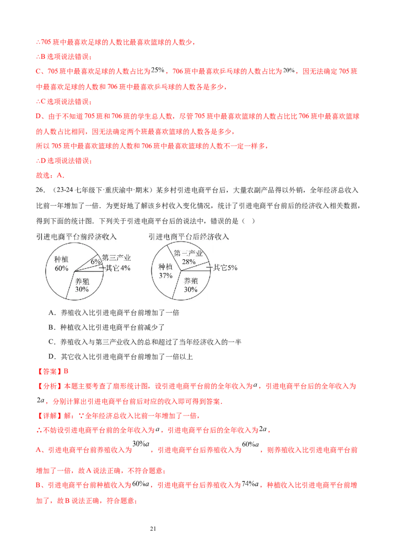 专题10数据的表示法21考点复习指南（讲+练）（解析版）_北师大初中数学_7上-北师大版初中数学_7上-初中数学北师大（2024新版）持续更新_05讲义练习