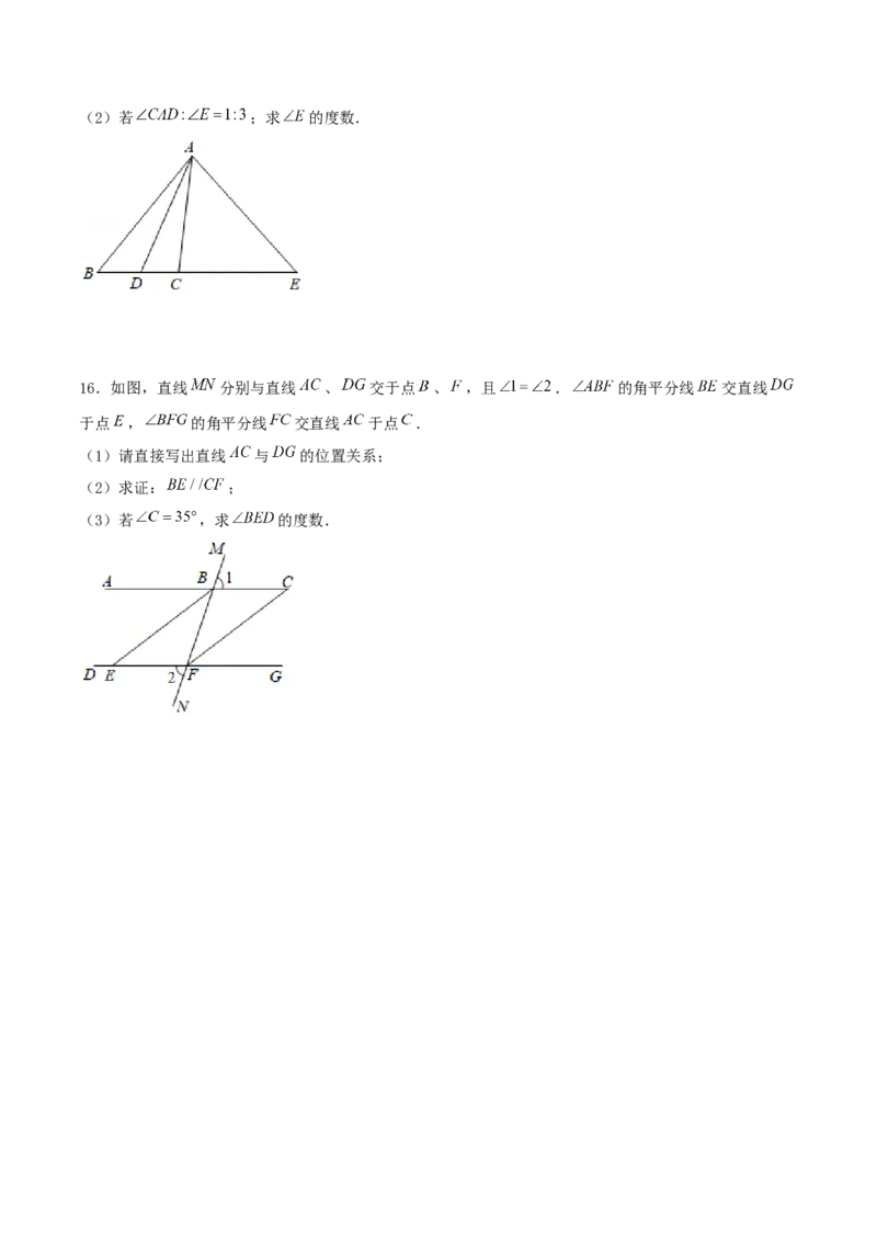 专题13：平行线的证明（原卷版）-2021-2022学年八年级数学上册基础考点专题培优训练+重要题型小专题（北师大版）_北师大初中数学_8上-北师大版初中数学_旧版_06专项讲练
