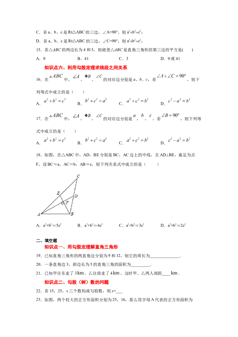 专题1.2探索勾股定理（专项练习）-2021-2022学年八年级数学上册基础知识专项讲练（北师大版）_北师大初中数学_8上-北师大版初中数学_旧版_06专项讲练