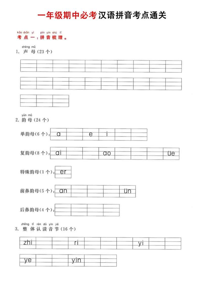 11.2一年级语文汉语拼音考_小学1-6年级常用的上册资源汇总_一年级上册资料