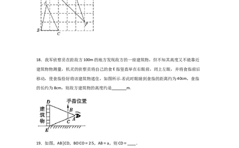 专题30利用相似三角形测高(基础题型)(原卷版)_北师大初中数学_9上-北师大版初中数学_06专项讲练