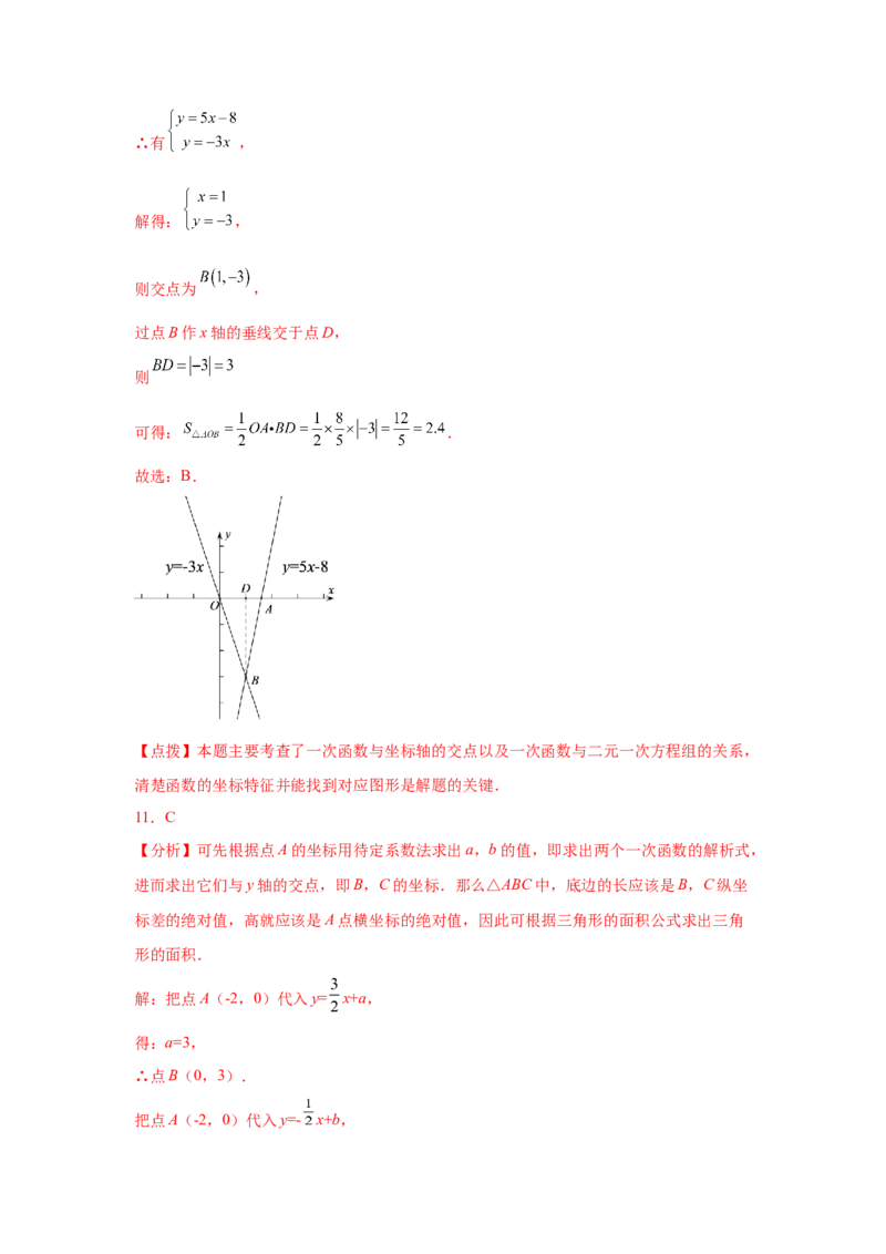 专题5.22二元一次方程（组）与一次函数（专项练习）（巩固篇）-2021-2022学年八年级数学上册基础知识专项讲练（北师大版）_北师大初中数学_8上-北师大版初中数学_旧版_06专项讲练