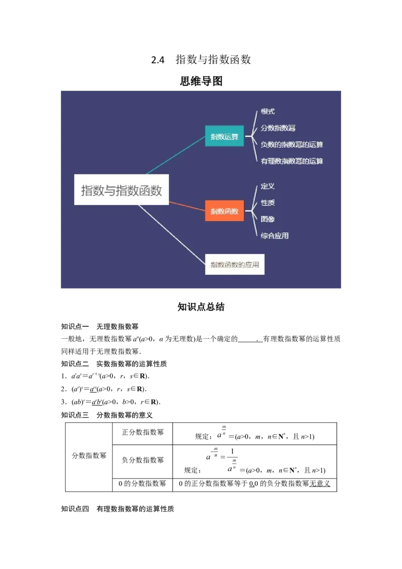 专题2.4指数与指数函数（原卷版）_02高考数学_新高考复习资料_2024年新高考资料_一轮复习资料_2024年高考数学一轮复习《考点&bull;题型&bull;技巧》精讲与精练高分突破系列（新高考专用）