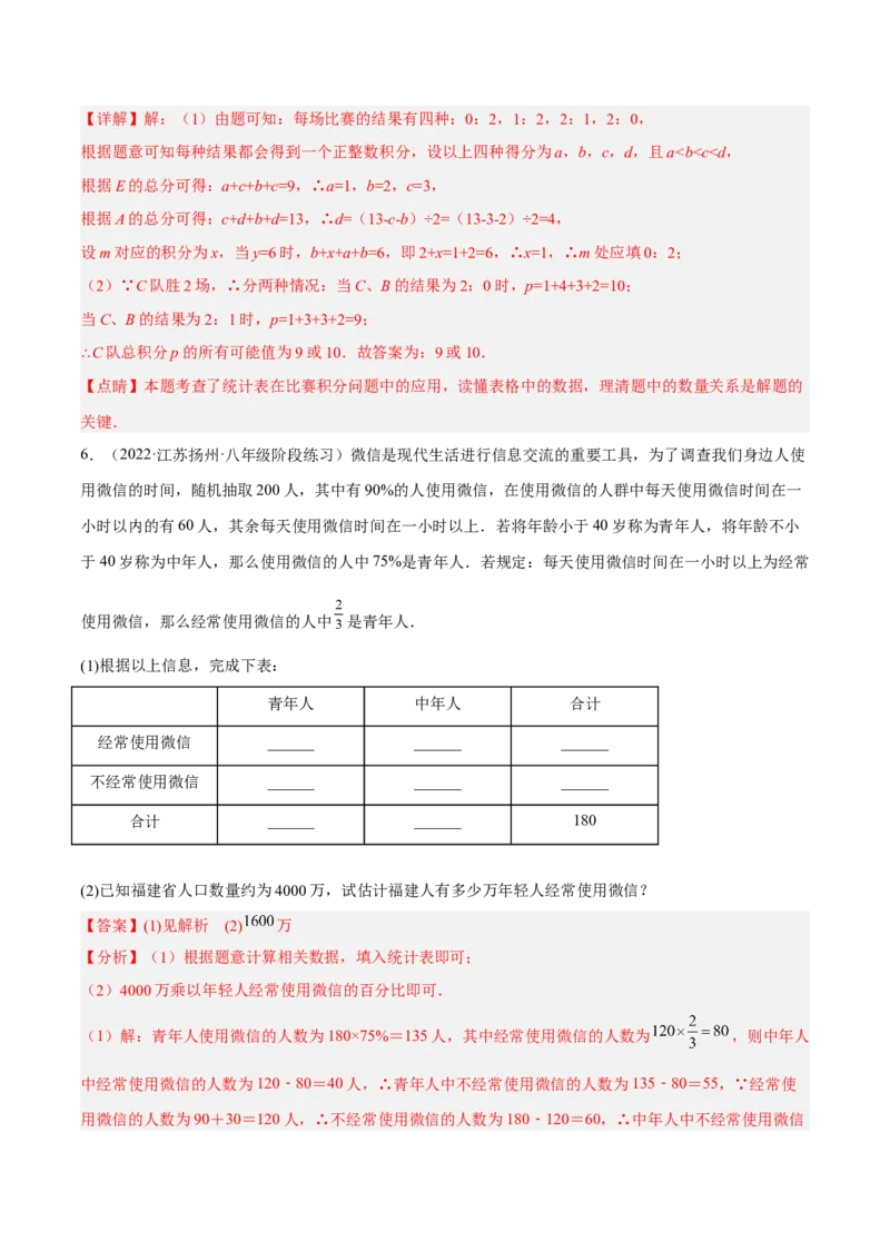 专题15数据的收集与整理重难点题型15个（解析版）_北师大初中数学_7上-北师大版初中数学_7上-初中数学北师大（旧版）赠送_06专项讲练