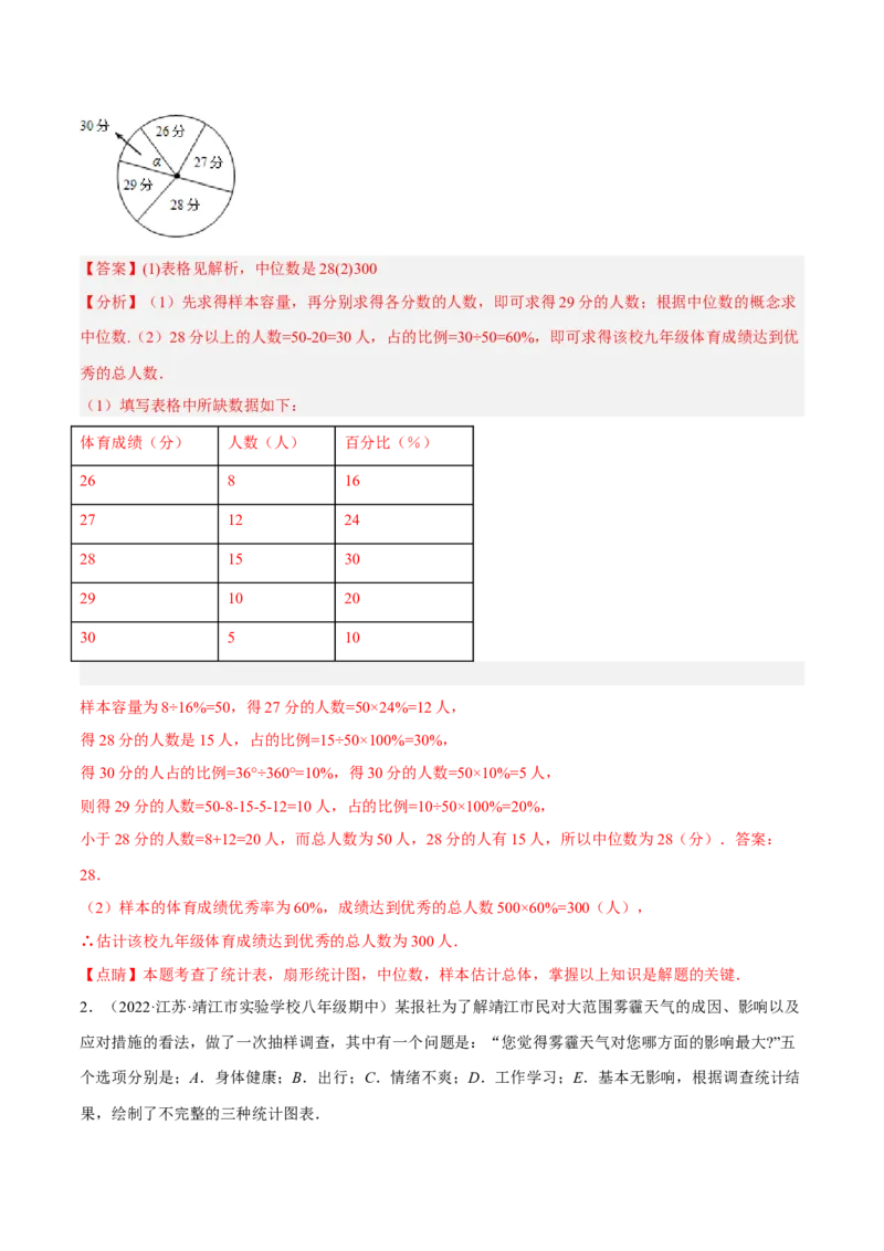 专题15数据的收集与整理重难点题型15个（解析版）_北师大初中数学_7上-北师大版初中数学_7上-初中数学北师大（旧版）赠送_06专项讲练