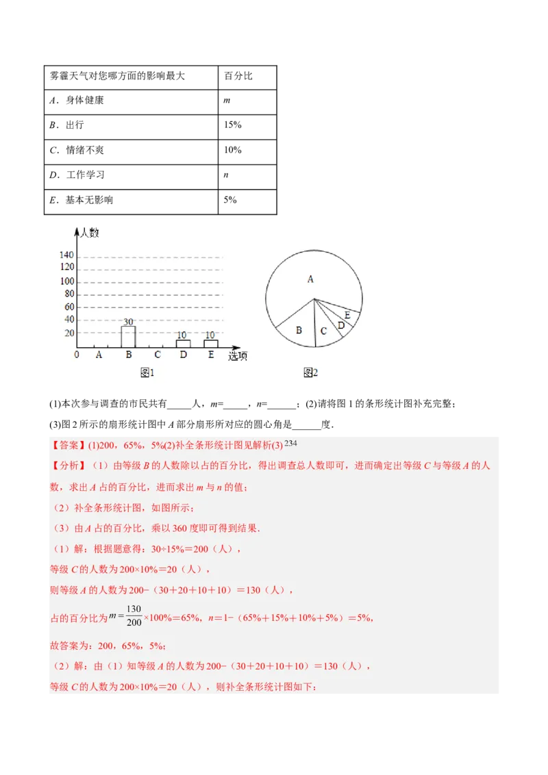 专题15数据的收集与整理重难点题型15个（解析版）_北师大初中数学_7上-北师大版初中数学_7上-初中数学北师大（旧版）赠送_06专项讲练