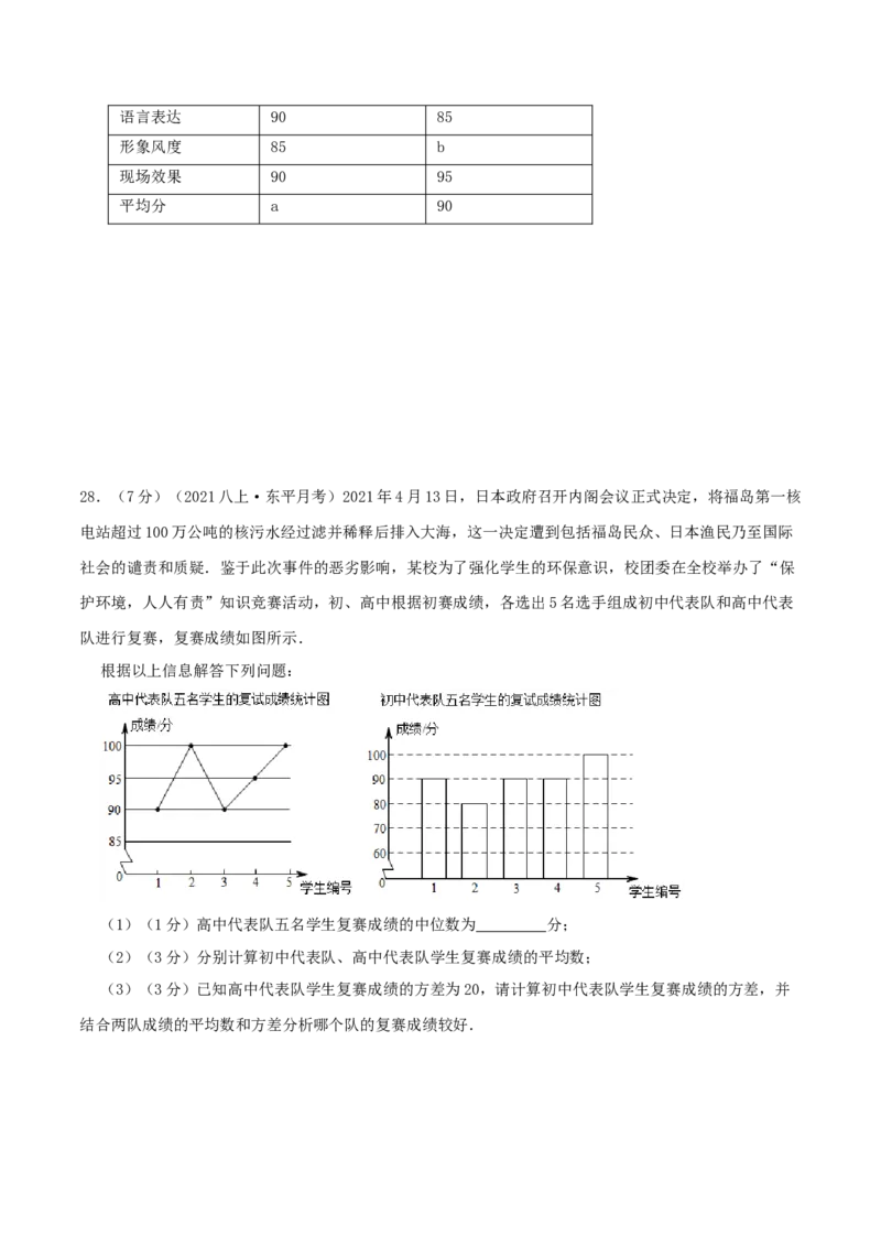 专题13平均数（原卷版）_北师大初中数学_8上-北师大版初中数学_旧版_06专项讲练_挑战压轴题2022-2023学年八年级数学上册压轴题专题精选汇编（北师大版）