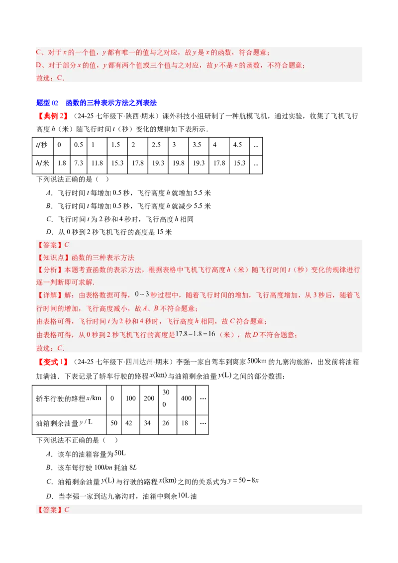 专题4.1函数（高效培优讲义）（教师版）(1)_北师大初中数学_8上-北师大版初中数学_初中数学北师大8上-2025秋季新版_第二套推荐25_08专项讲练_北师大版2025秋培优专项讲义（更新中）