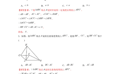 专题4.6相似三角形中的手拉手模型（强化）（解析版）_北师大初中数学_9上-北师大版初中数学_06专项讲练