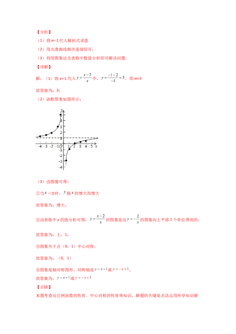 专题42反比例函数的图象(基础题型)(解析版)_北师大初中数学_9上-北师大版初中数学_06专项讲练_满分攻略2022-2023学年九年级数学上册《基础题型+重难题型》高分突破系列（北师大版）