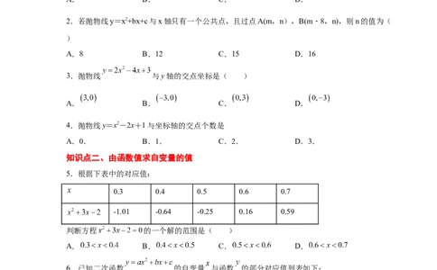 专题2.33二次函数知识点分类专题训练（基础篇）（专项练习3）-2_北师大初中数学_9下-北师大版初中数学_05习题试卷_1课时练习_同步练习（第2套）