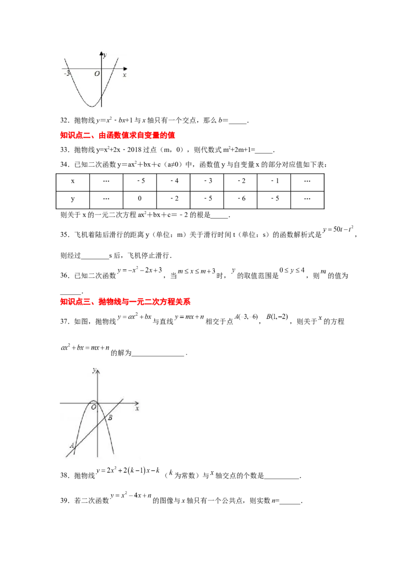 专题2.33二次函数知识点分类专题训练（基础篇）（专项练习3）-2_北师大初中数学_9下-北师大版初中数学_05习题试卷_1课时练习_同步练习（第2套）